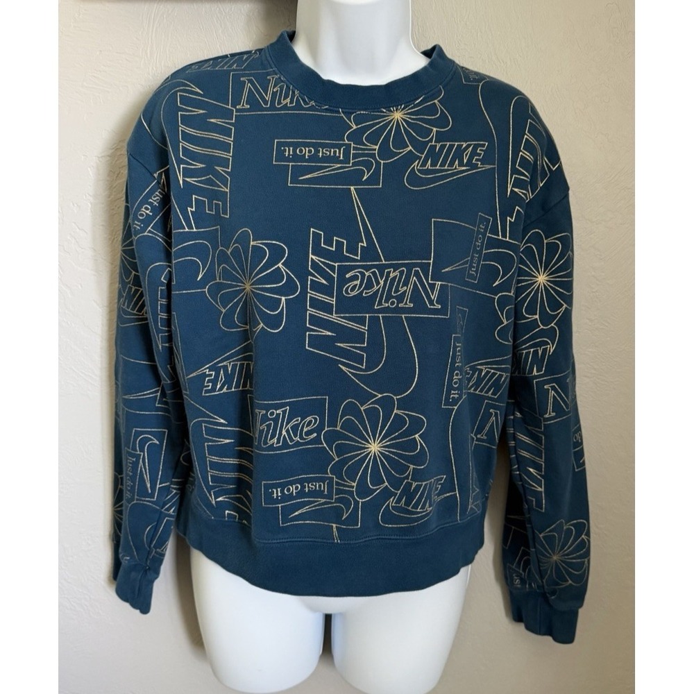 Nike Sweater Womens Small Valerian Blue Sportswear Icon Clash Crew Sweatshirt